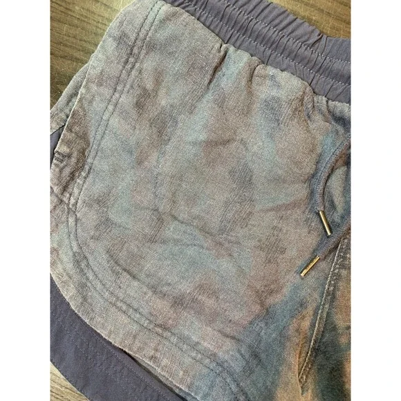 Athleta Linen Beachside‎ Bali Shorts Women's 8Blue Faded Camo 3" 211109 Pull On - Picture 8 of 12